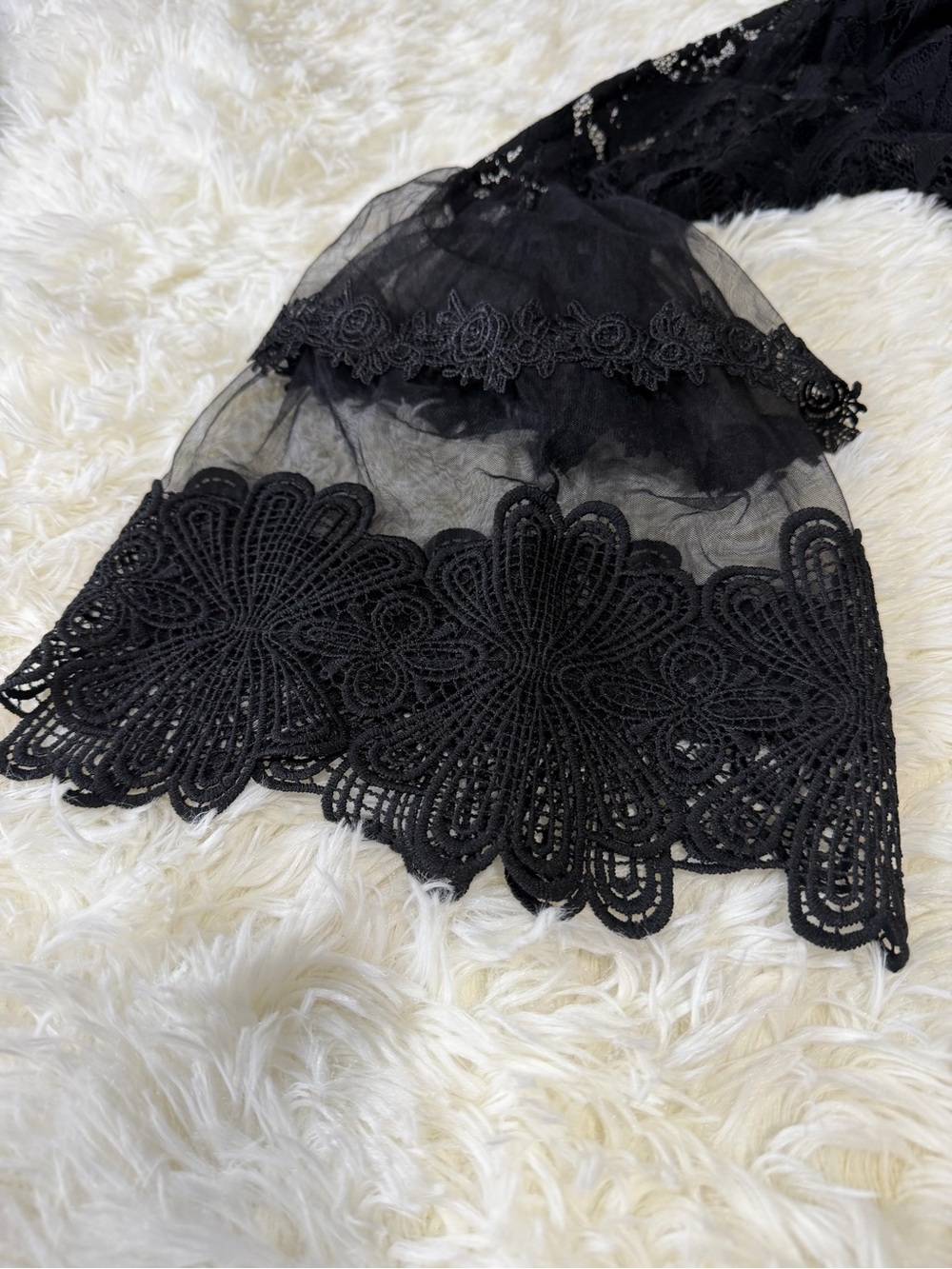 Say What Ny black lace bell sleeve top Size M Whimsigoth, witchy, elegant, sheer - Picture 6 of 10